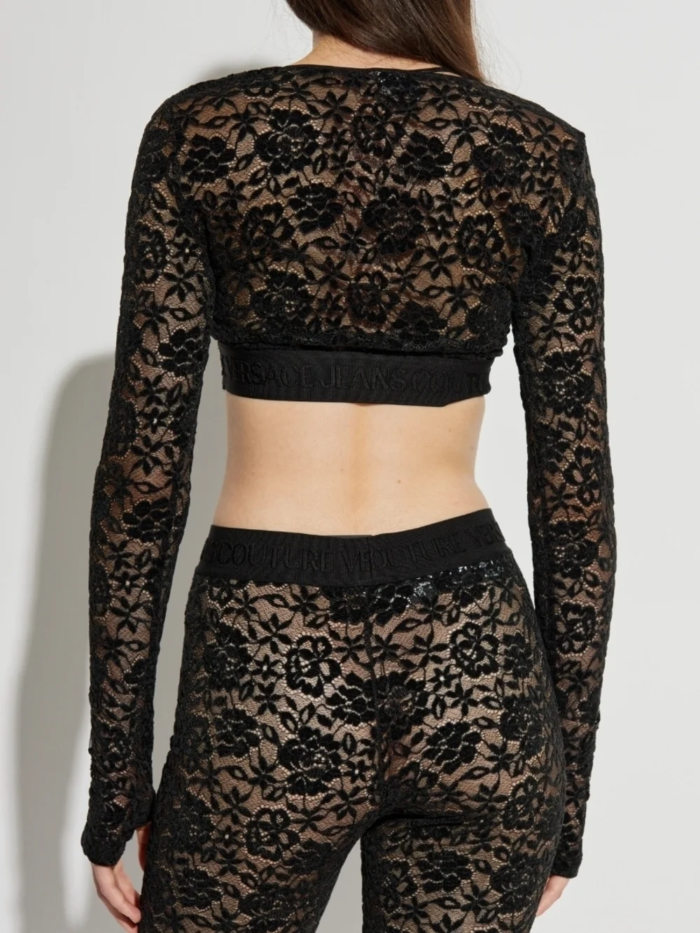 Versace Jeans Couture Long Sleeved Floral-Lace Cenille Top, Pants Seperate - Picture 4 of 8